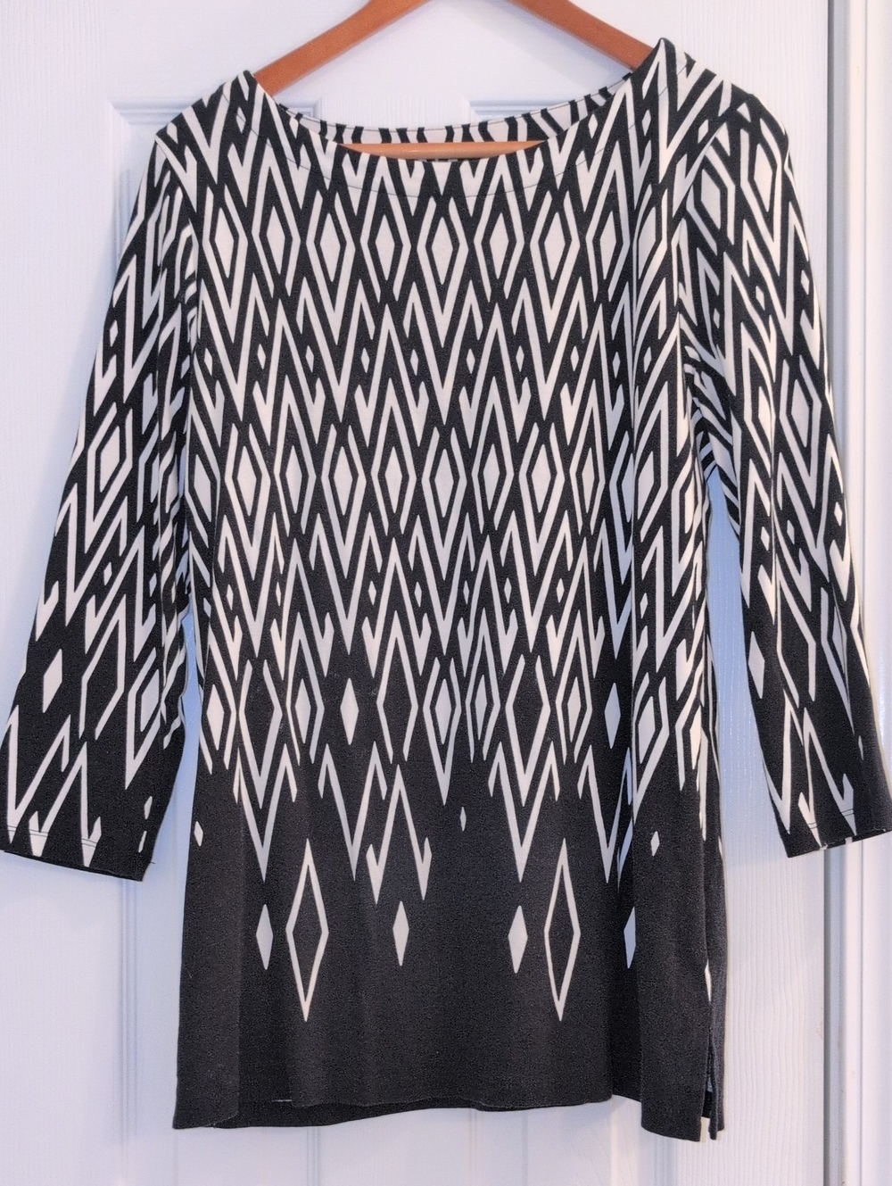 Rafaella Black and White Geometric Long Sleeve Dress